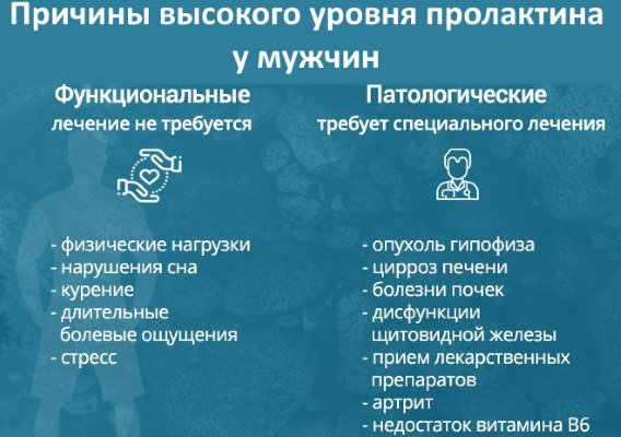 Пролактин у мужчин: норма, повышенный и пониженный уровень, причины и лечение